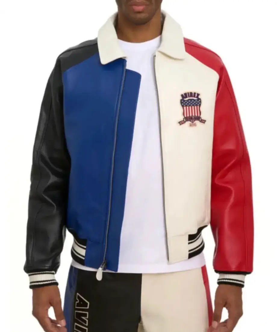 Avirex Color Block Leather Jacket - Image 3