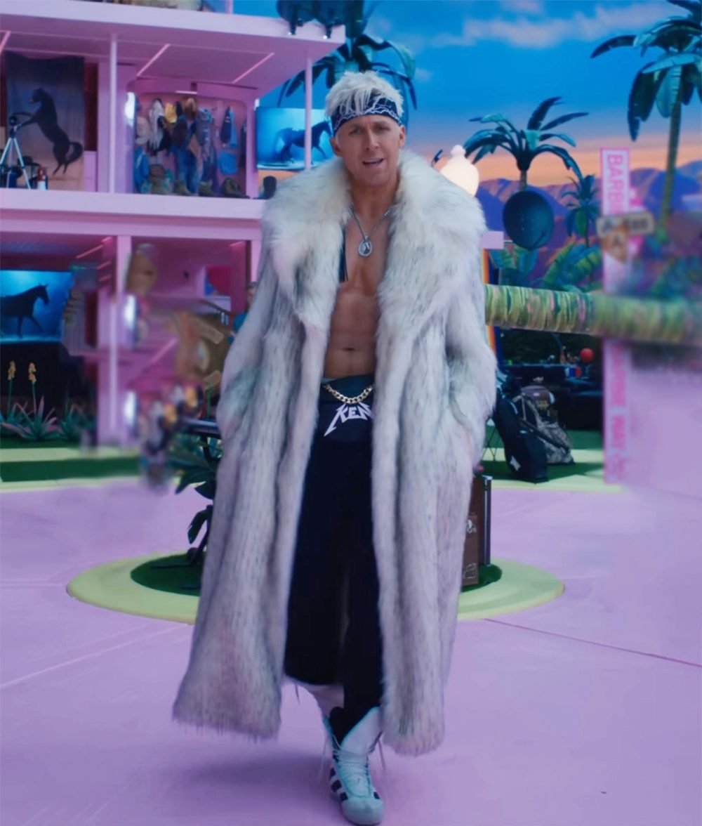 Alternative view of Ryan Gosling Barbie White Fur Coat