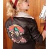 Harley Quinn Joker Fur Costume Bombshell Brown Leather Jacket - Image 4