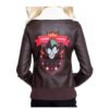 Harley Quinn Joker Fur Costume Bombshell Brown Leather Jacket