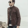 Charlotte Men's Biker Dark Brown Suede Leather Jacket - Image 3