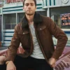Chris Men's Real Brown Leather Jacket Removable Fur Collar - Image 3
