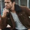 Chris Men's Real Brown Leather Jacket Removable Fur Collar - Image 4