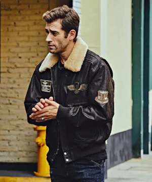 Alternative view of Denver Men's Black Flavor Bomber Leather Jacket Aviator with Removable Collar