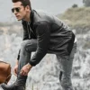 Detroit Men's Stand Collar Real Moto Leather Jacket - Image 3