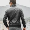Detroit Men's Stand Collar Real Moto Leather Jacket - Image 6