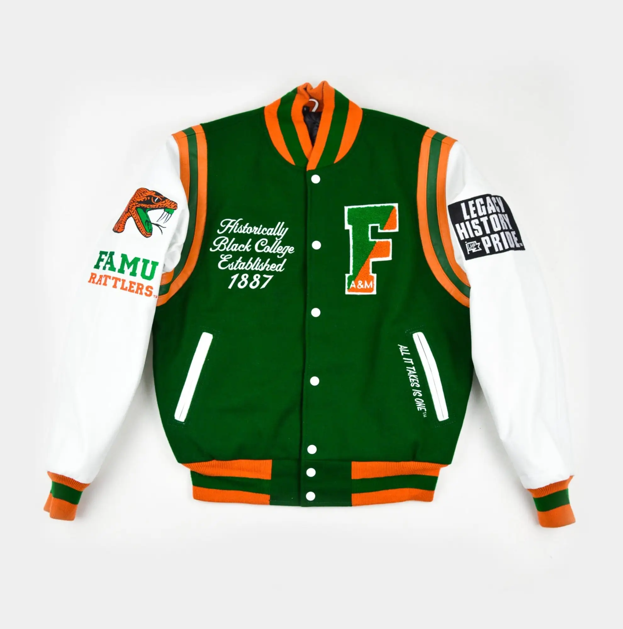 Florida A&M Rattlers Motto 2.0 Wool & Leather Varsity Jacket - Image 2