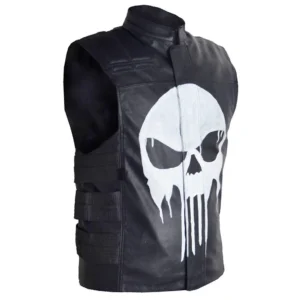 Side view of The Punisher leather vest