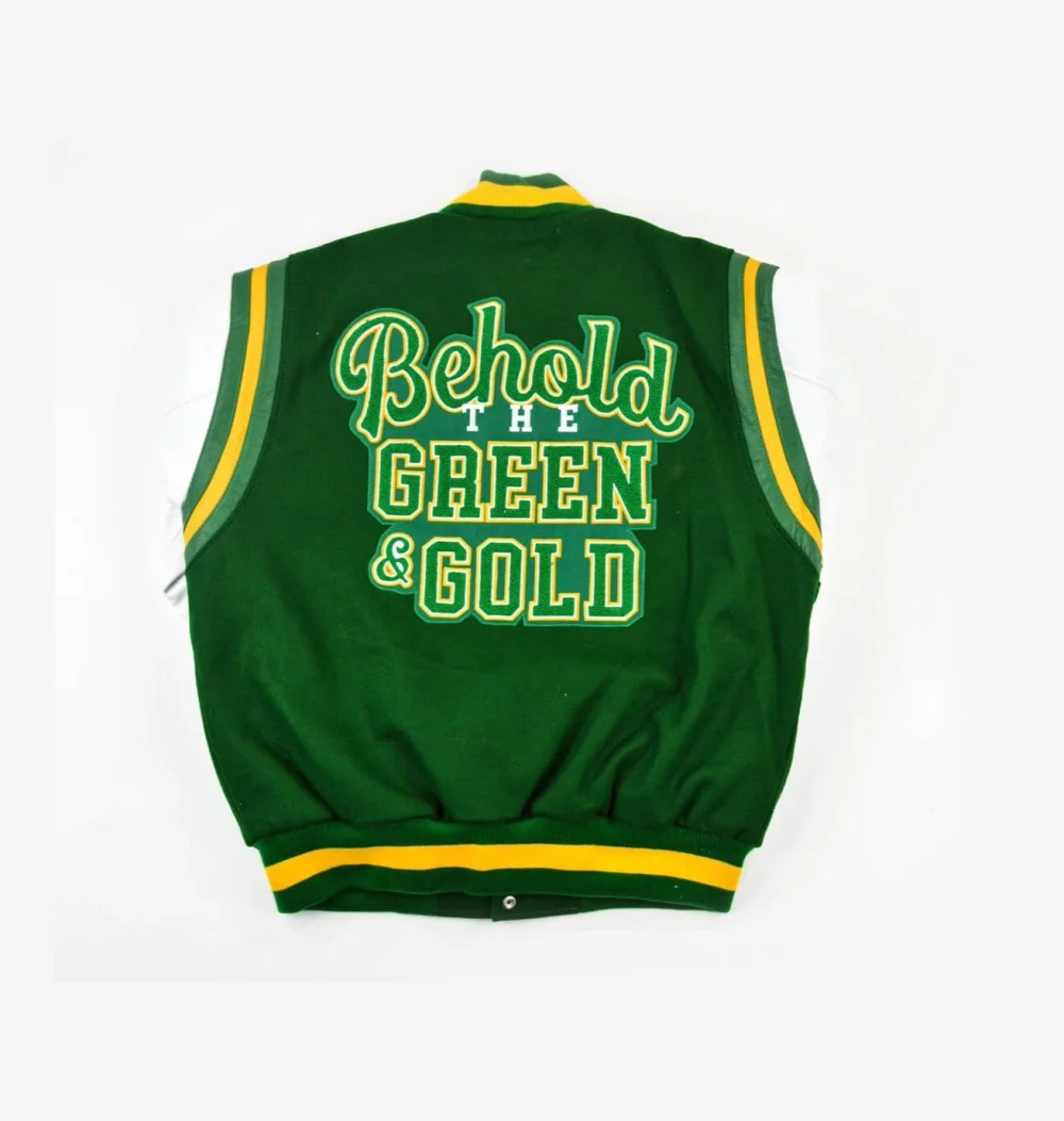 Alternative view of Green Norfolk State University Motto 2.0 Varsity Jacket