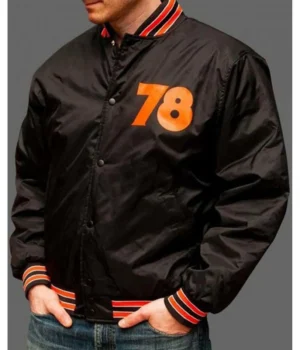 Alternative view of Halloween Letterman 78 Nylon Bomber Black Jacket
