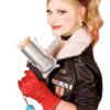 Harley Quinn Joker Fur Costume Bombshell Brown Leather Jacket - Image 3
