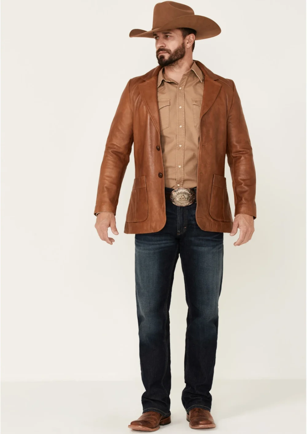 Alternative view of Lavendard Brown Western Leather Blazer