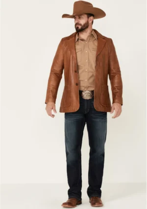 Alternative view of Lavendard Brown Western Leather Blazer