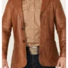 Lavendard Brown Western Leather Blazer - Image 3