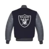 Las Vegas Raiders Black and Grey Varsity Letterman Jacket - Image 2