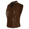 Maggie Rhee The Walking Dead: Dead City Brown Leather Vest - Image 4