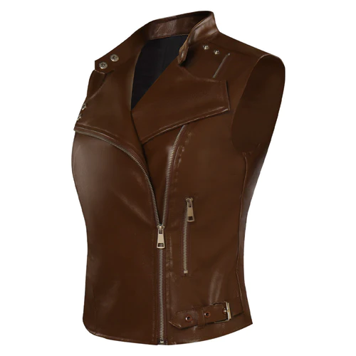 Maggie Rhee The Walking Dead: Dead City Brown Leather Vest - Image 4