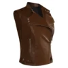 Maggie Rhee The Walking Dead: Dead City Brown Leather Vest - Image 3