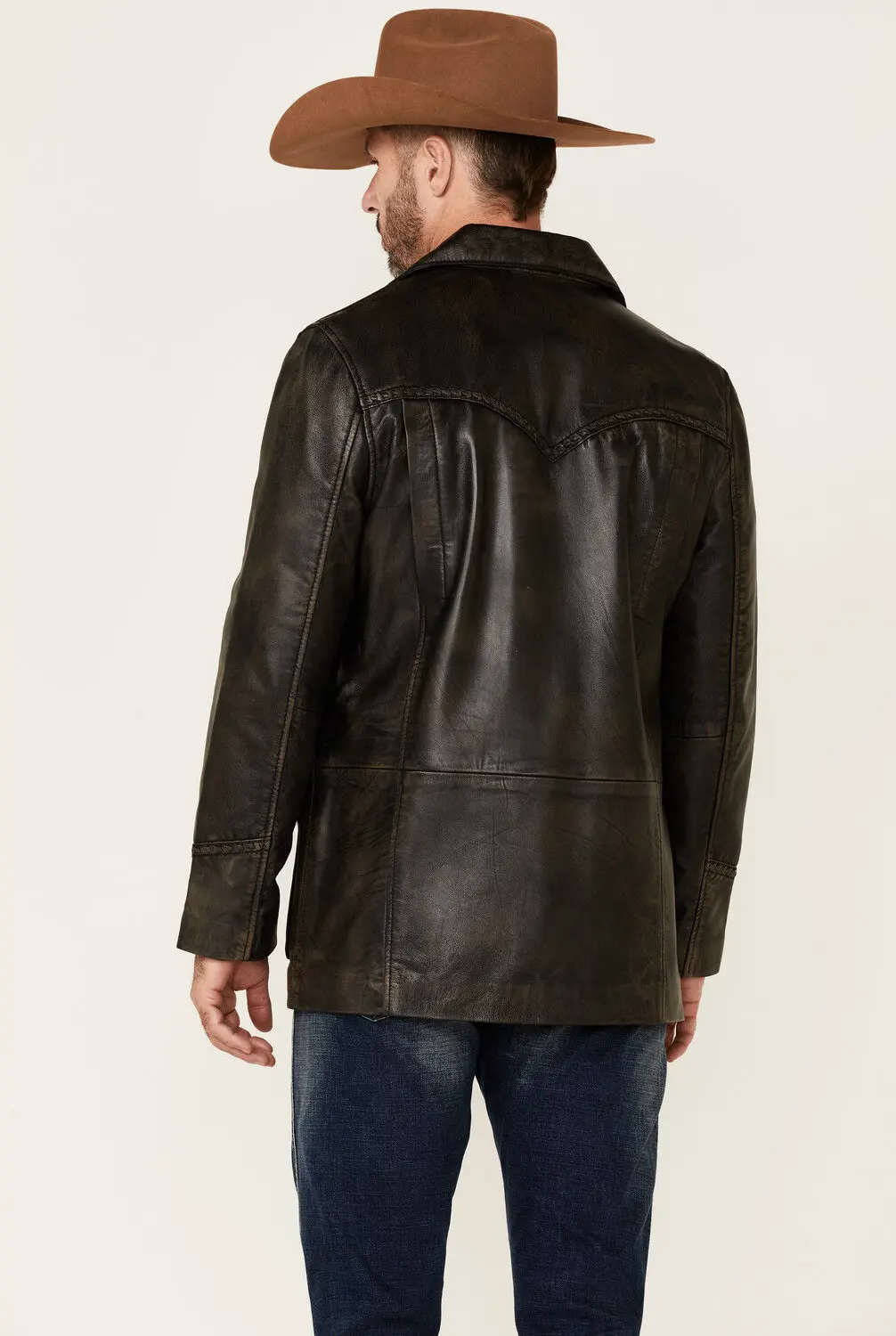 Yellowstone Men's Black Genuine Leather Western Blazer - Image 4