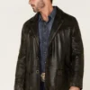 Yellowstone Men's Black Genuine Leather Western Blazer