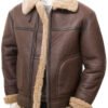 Men Vintage Brown Shearling Jacket