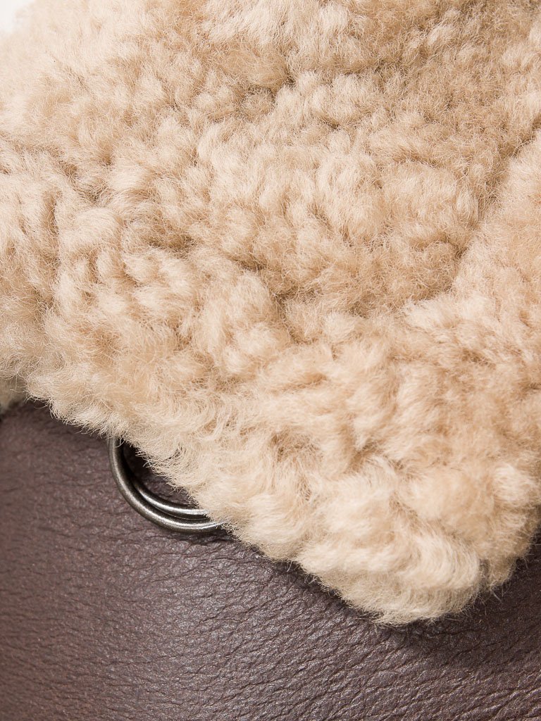 Men Vintage Brown Shearling Jacket - Image 5