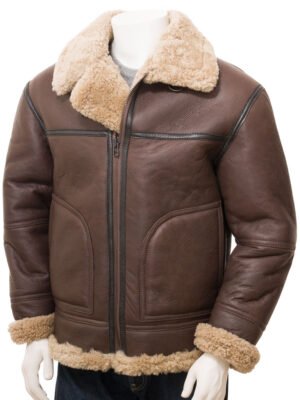 Alternative view of Men Vintage Brown Shearling Jacket