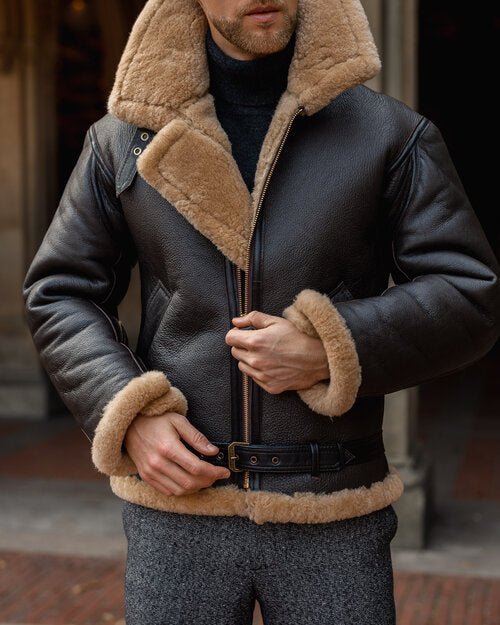 Alternative view of Men's B3 RAF Aviator Sheepskin Shearling Leather Jacket