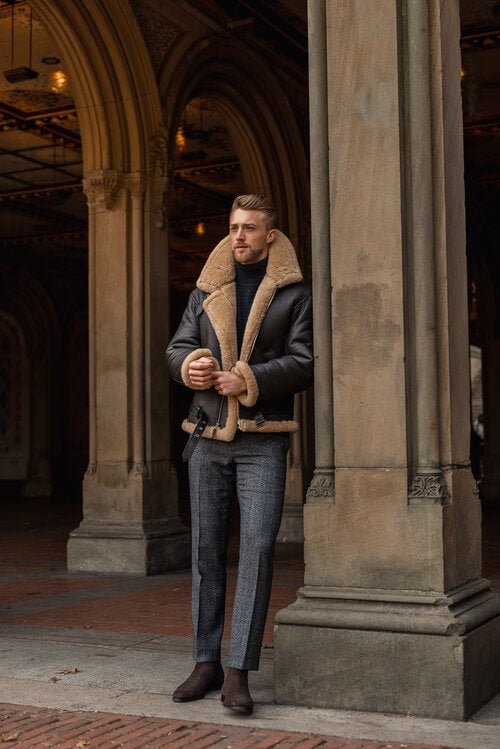 Men's B3 RAF Aviator Sheepskin Shearling Leather Jacket - Image 5