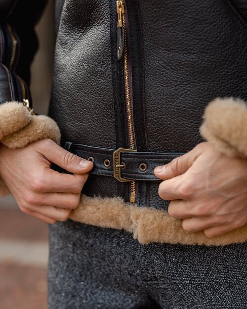 Men's B3 RAF Aviator Sheepskin Shearling Leather Jacket - Image 4