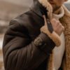 Men's Brown B3 Flying Aviator Shearling Sheepskin Leather Jacket - Image 5