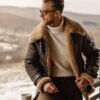 Men's Brown B3 Flying Aviator Shearling Sheepskin Leather Jacket - Image 6