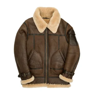 Alternative view of Men's Brown B3 Flying Aviator Shearling Sheepskin Leather Jacket