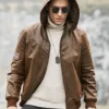 Men's Brown Real Flavor Leather Jacket Removable Hooded - Image 5