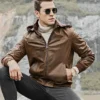 Men's Brown Real Flavor Leather Jacket Removable Hooded - Image 9