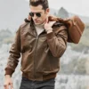 Men's Brown Real Flavor Leather Jacket Removable Hooded - Image 3