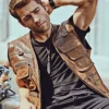 Men's Brown Retro Multi Pockets Leather Vest - Image 2