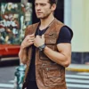 Men's Brown Retro Multi Pockets Leather Vest - Image 3
