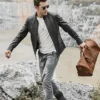 Men's Classic Black Real Leather Moto Jacket - Image 6