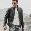Men's Classic Black Real Leather Moto Jacket - Image 7