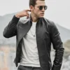 Men's Classic Black Real Leather Moto Jacket - Image 5