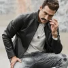 Men's Classic Black Real Leather Moto Jacket - Image 4