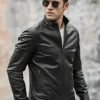 Men's Classic Black Real Leather Moto Jacket