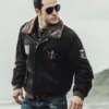 Men's Dark Brown Aviator Bomber Leather Jacket with Fur collar - Image 5
