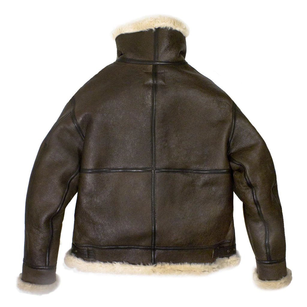 Mens Genuine Shearling Sheepskin B-3 Bomber Jacket - Image 4