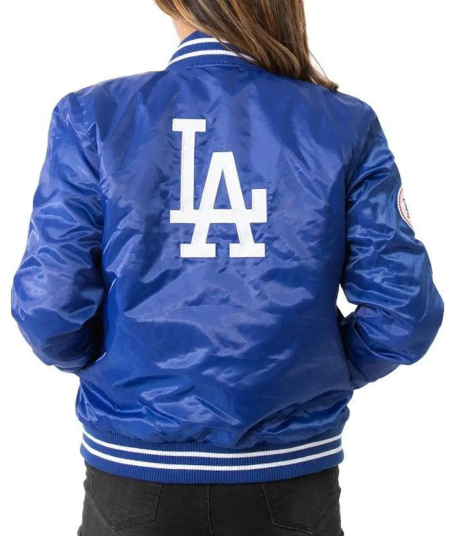 Womens Los Angeles Dodgers 1980s Vintage Style Bomber Jacket - Image 2