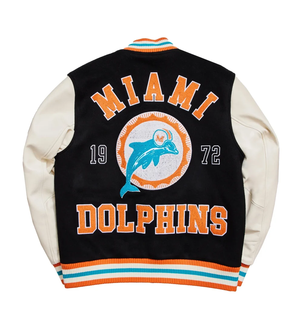 Alternative view of Miami Dolphins Letterman Varsity Jacket