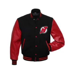New Jersey Devils Letterman Black and Red Varsity Jacket