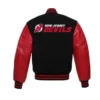 New Jersey Devils Letterman Black and Red Varsity Jacket - Image 2