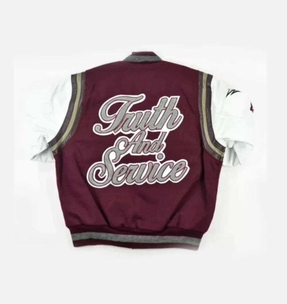 Alternative view of NCCU Motto 3.0 Maroon & White Wool & Leather Varsity Jacket